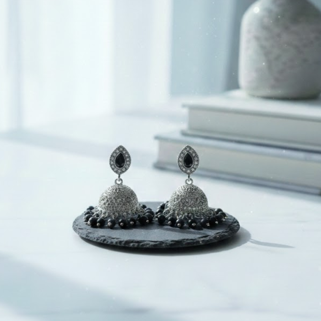 Midnight Onyx Jhumkas