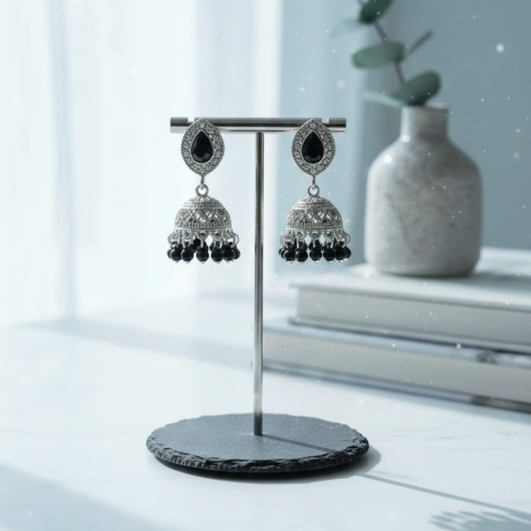 Midnight Onyx Jhumkas